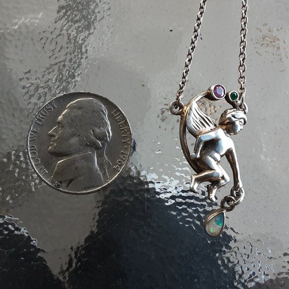 Vintage Art Nouveau Angel 925 necklace - Picture 5 of 5